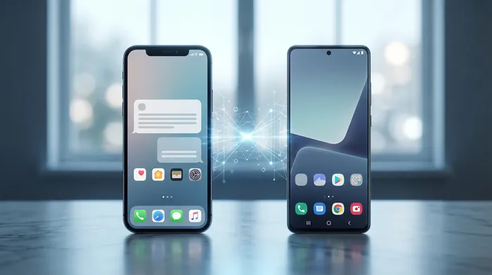 Smartfon z cyfrowymi kartami SIM w formie hologramu, symbolizujący bezpieczeństwo danych i przechowywanie w chmurze.